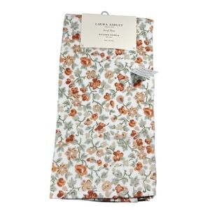 NEW Laura Ashley FLORAL EMOGENE Terracota Kitchen Towel Set/3